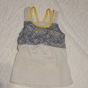 Women's Geometric Pattern Tank Top with Yellow Accents